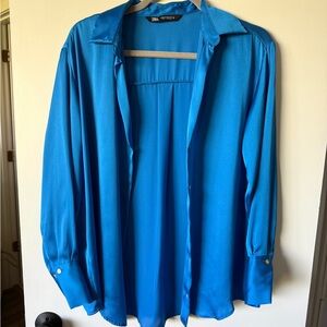 Zara Blue Silky Shirt